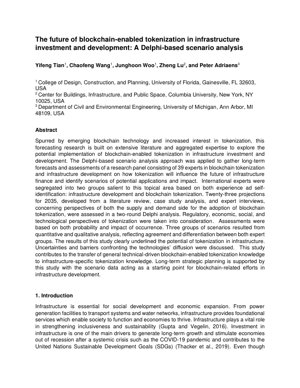 PDF Document Cover - Blockchain Tokenization in Infrastructure Investment: Delphi Scenario Analysis
