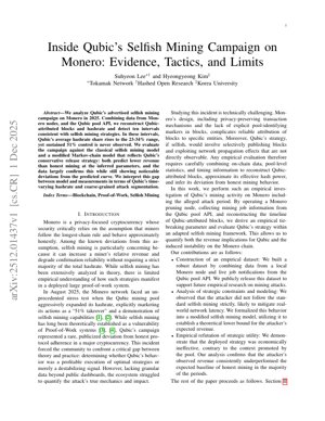 PDF Document Cover - Empirical Analysis of Qubic's Selfish Mining Campaign on Monero: Strategy, Evidence, and Economic Impact
